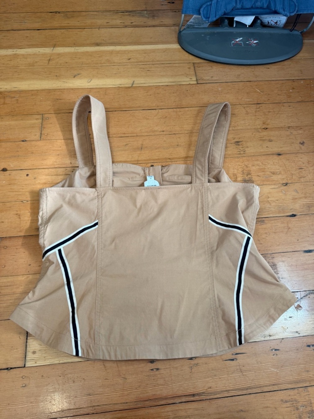 Maeve Tan Zip-Front Corset Tank with Contrast Stripes - Picture 3 of 4